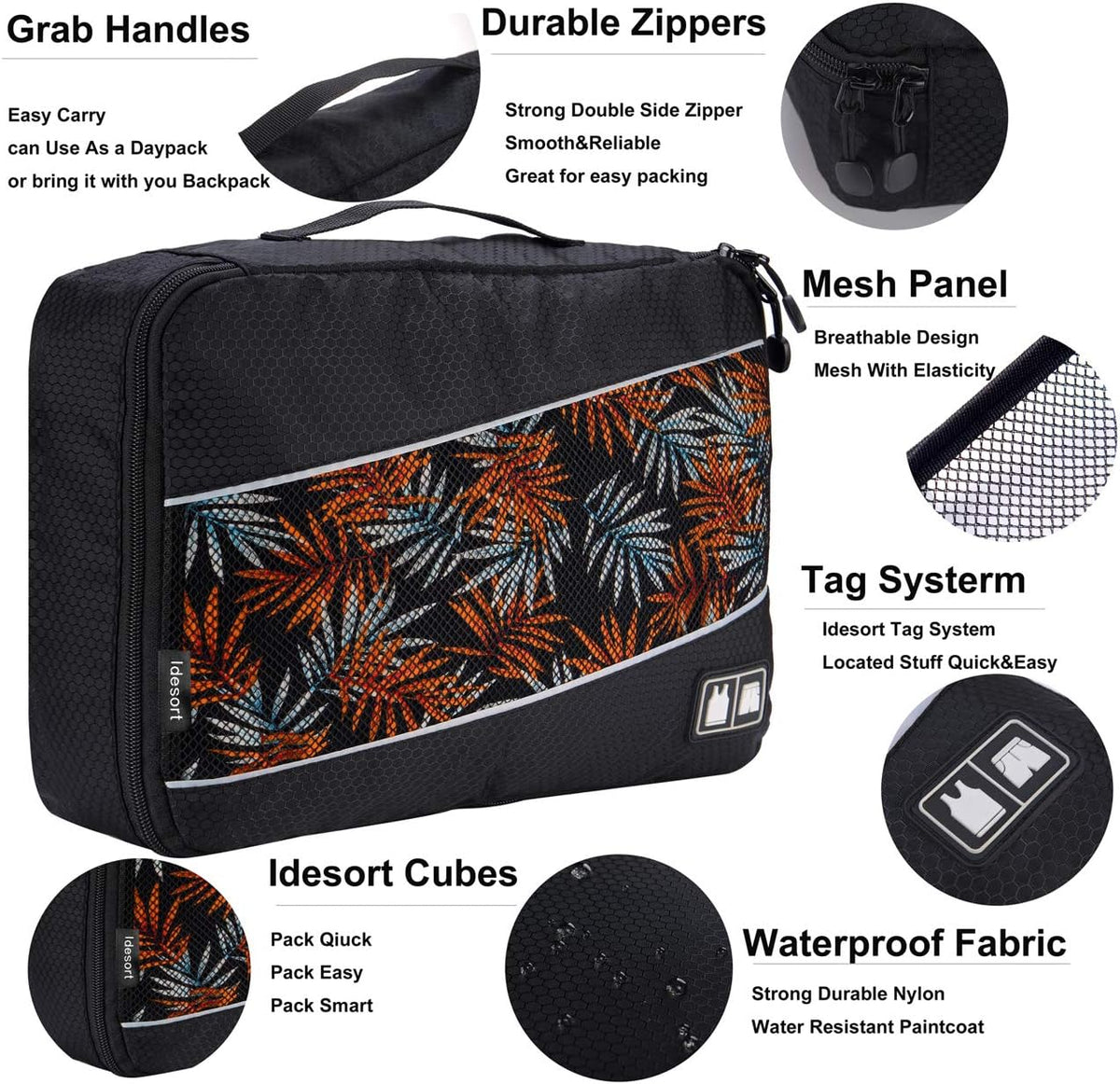 Packing Cubes Luggage Bags Organizer Durable Travel Accessories With Clothing Label