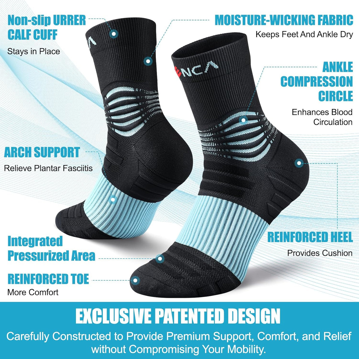 NEENCA Medical Compression Socks, Ankle Compression Stockings for Injury Recovery & Pain Relief, Sports Protection. 20-30mmHg