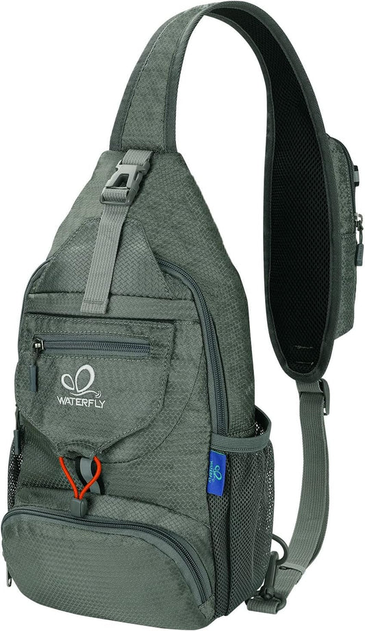 WATERFLY Packable Small Crossbody Sling Backpack Shoulder Chest Bag Daypack for Hiking Traveling