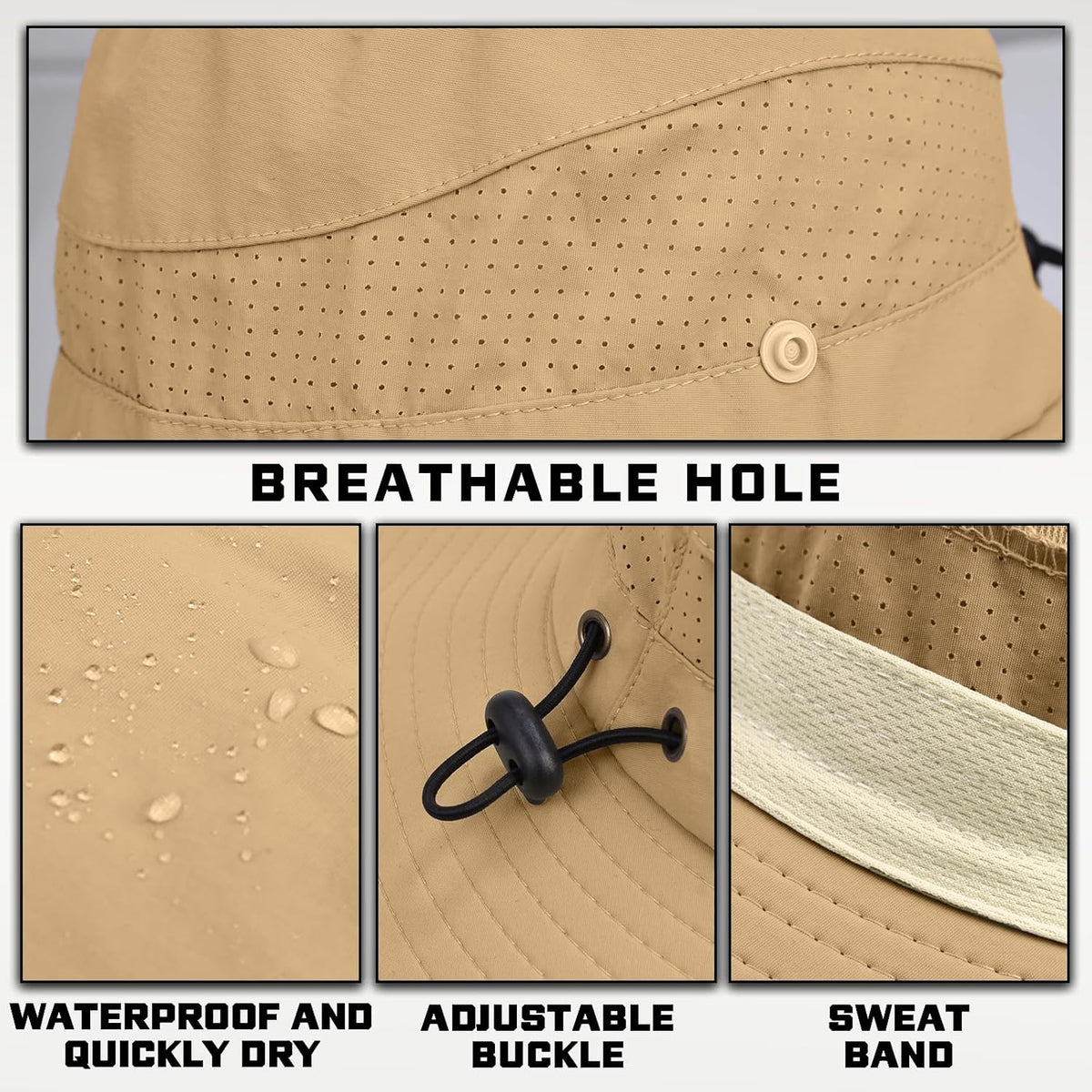 Sun Hats for Men Women, UPF50+ Protection Safari Hat,Wide Brim Fishing Hat with Neck Flap,Bucket Hats for Beach Hiking