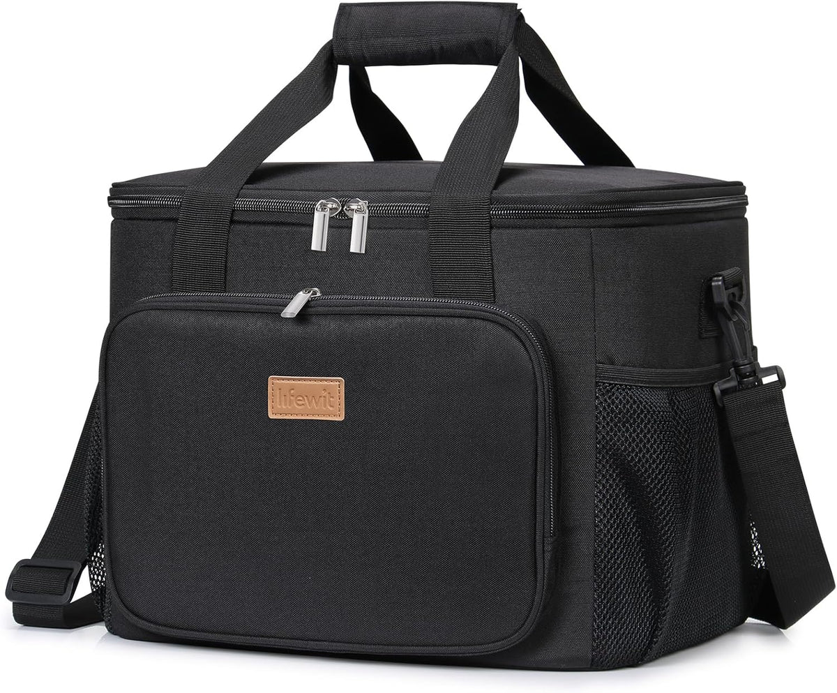 Lifewit Large Lunch Bag Insulated Lunch Box Soft Cooler Cooling Tote for Adult Men Women, Black 40-Can (24L)