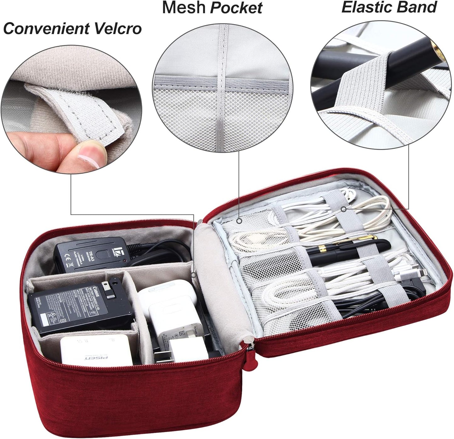 VOCUS Electronics Organizer Travel Cable Organizer Bag for Electronics Accessories, Portable Tech Carring Large Storage Case for Charger, Cord, Power Bank, Hardware