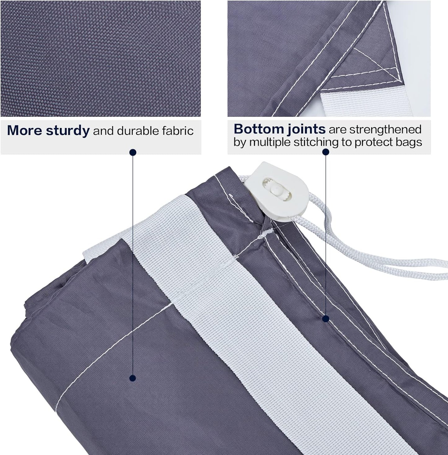 HOMEST XL Nylon Laundry Bag with Strap, Large Dirty Garments Organizer, Easy Fit a Hamper or Clothing Basket, Can Carry Up to 4 Loads of Clothes, Gray
