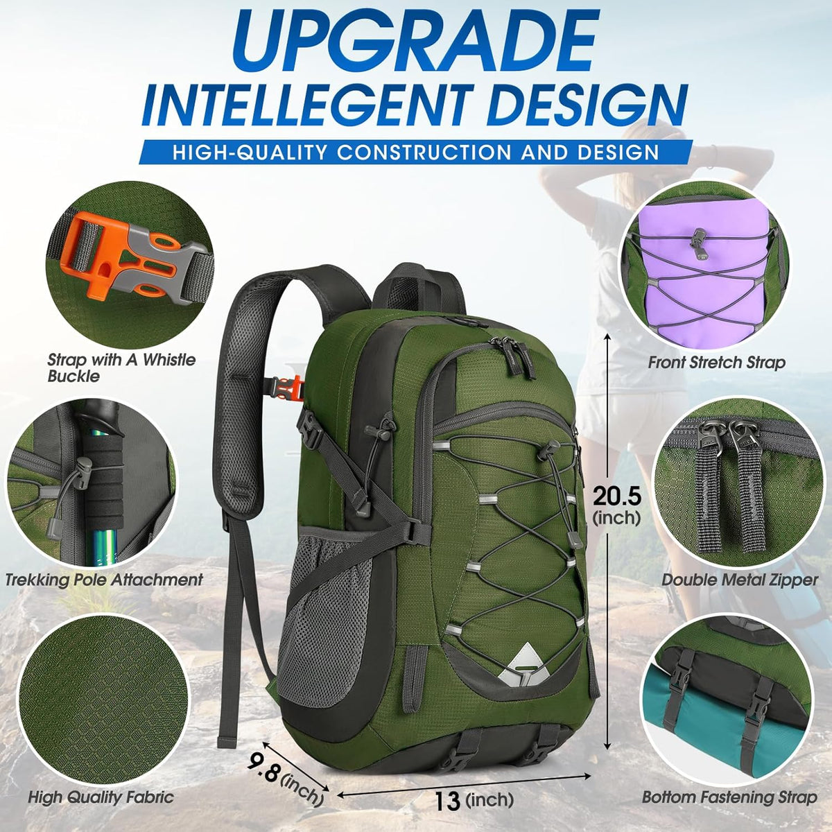 IGOLUMON Hiking Backpack 40L Packable Lightweight Camping Backpack Men Women Waterproof Hiking Daypack Outdoor Travel Daypack