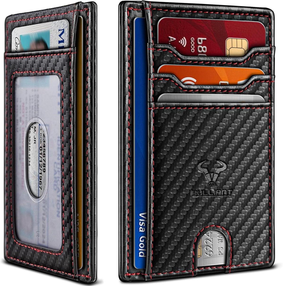 BULLIANT Slim Wallet, Skinny Minimal Thin Front Pocket Wallet Card Holder For Men 7Cards 3.15"x4.5",Gift-Boxed