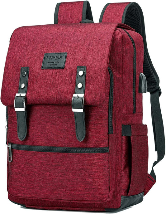 HFSX Vintage Backpack Anti Theft Laptop Backpack Men Women Business Travel Computer Backpack College Bookbag Stylish Water Resistant Vintage Backpack with USB Port Fits 15.6 Inch Laptop