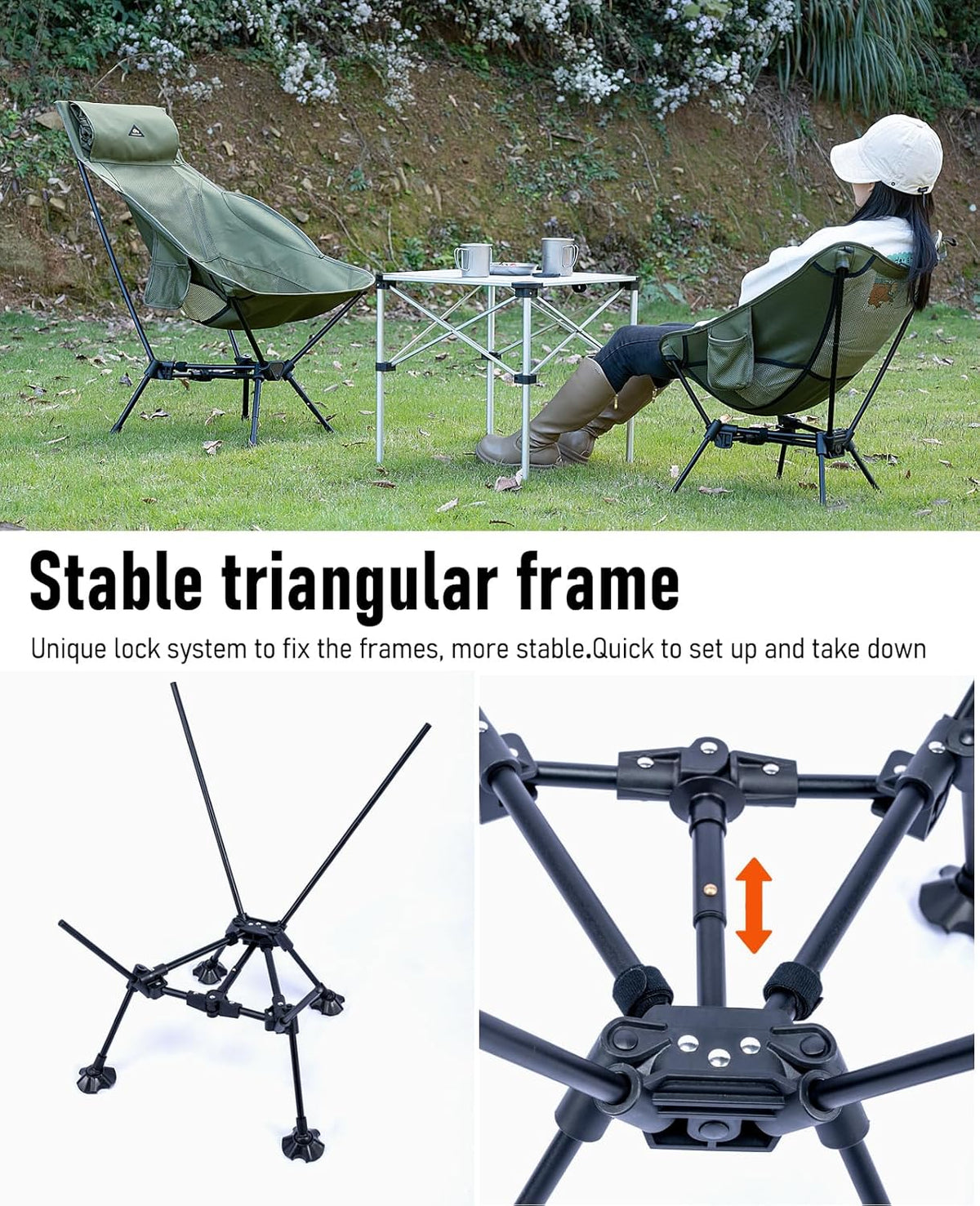 iClimb Ultralight Compact Camping Folding Beach Chair with Anti-Sinking Large Feet