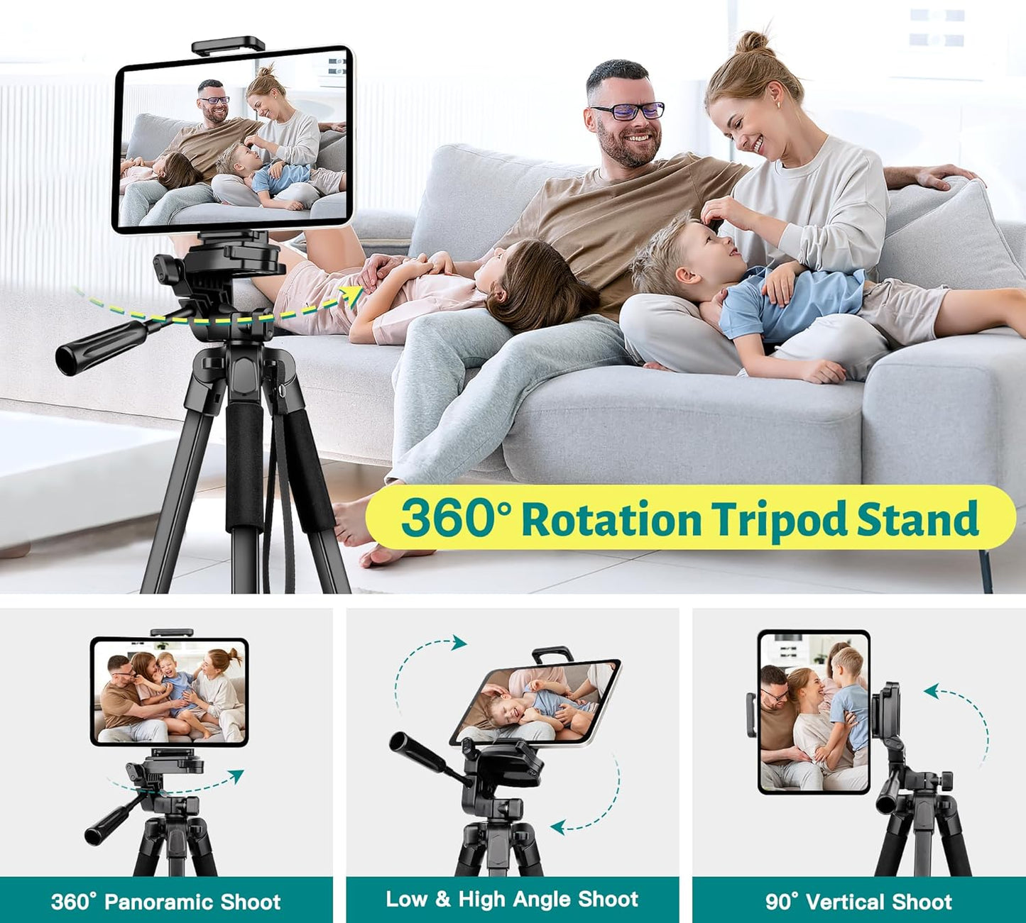 JOILCAN Phone Tripod, 67" Camera Tripod Stand for iPhone iPad, Professional Aluminum Travel Tripods with Wireless Remote and Carry Bag for Cellphone Photo Video Recording Vlog