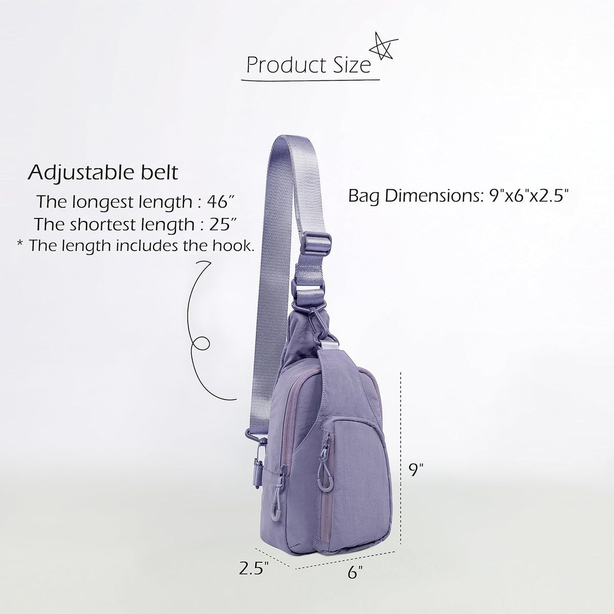 ODODOS Daily Sling Bag with Adjustable Straps Crossbody Chest Bag Lightweight Small Backpack for Casual Traveling Hiking