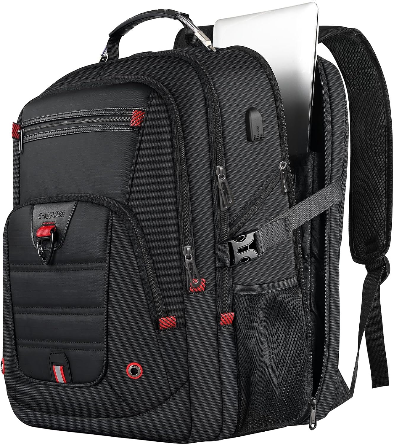 Z-MGKISS Extra Large Travel Backpack, 52L TSA Backpack 17.3 Inch, Anti-Theft 17 Inch Big Business Laptop Backpack for Men & Women, Water Resistant College Rucksack Bag with USB Port, Black