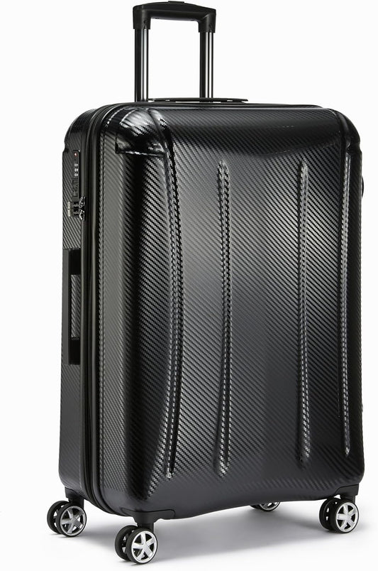 Amazon Basics 30-Inch Hardside Checked Luggage With TSA Lock, Hardshell Suitcase With Wheels, Expandable For Up to 12.5% More Space, With Scratch-Resistant Surface, 8 Multi-directional Wheels, Black