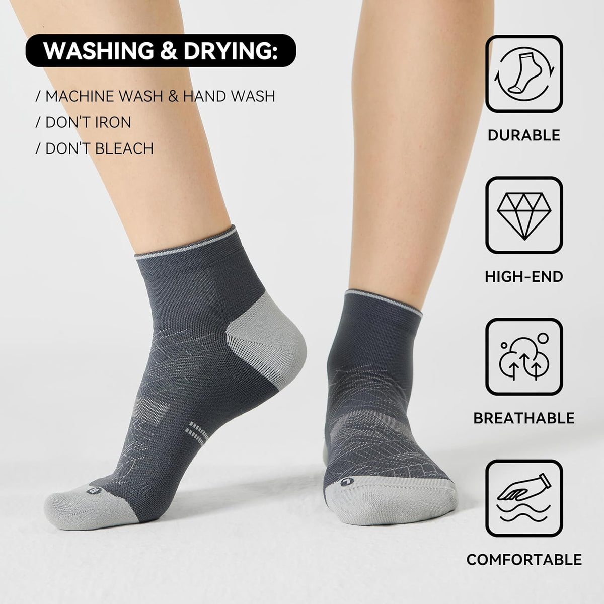 CS CELERSPORT 2/5 Pairs Ankle Compression Socks for Men and Women Running Athletic Socks