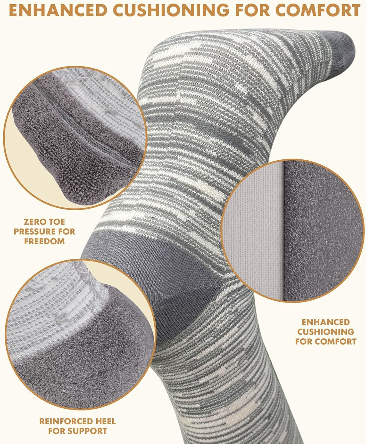 Thick Soft Cotton Compression Socks for Women Men 15-20mmHg Knee High Breathable Cotton Socks for All Day Comfort