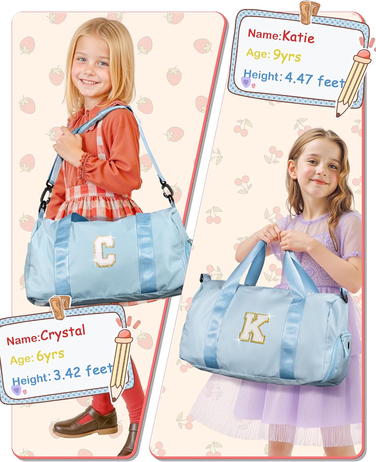 Gift Ideas for Kids Girls-Girl Gym Bag with Shoe Compartment, Kid Personalized Weekender Overnight Bags, Initial Travel Tote with Makeup Pouch, Graduation Gifts Granddaughter (Letter N)