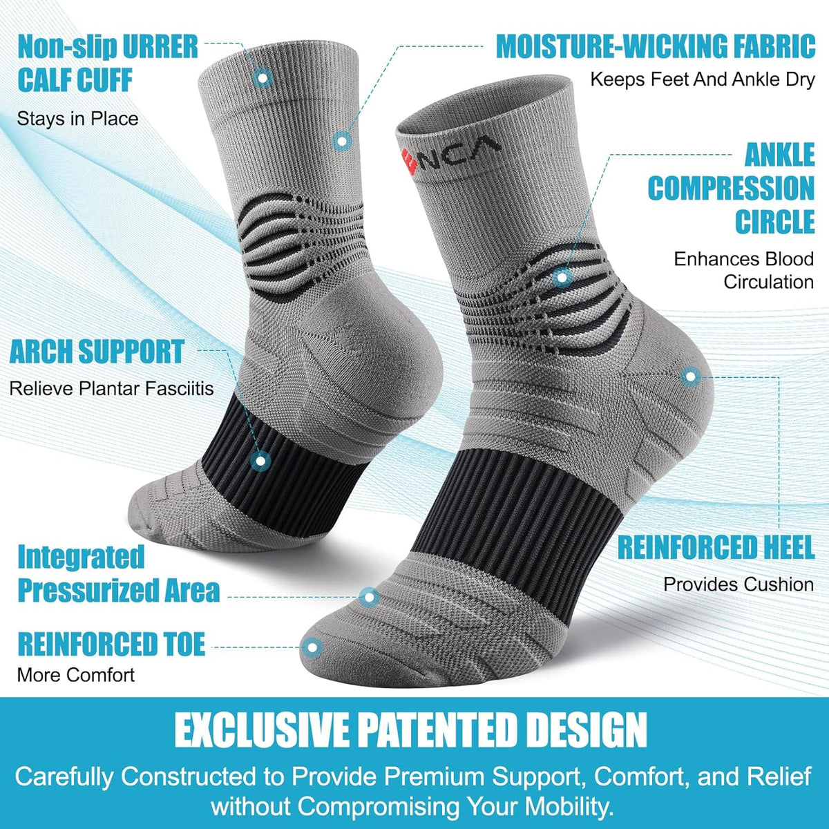 NEENCA Medical Compression Socks—2 Pairs, Ankle Socks for Injury Recovery, Pain Relief, Swelling, Sport Protection 20-30 mmHg