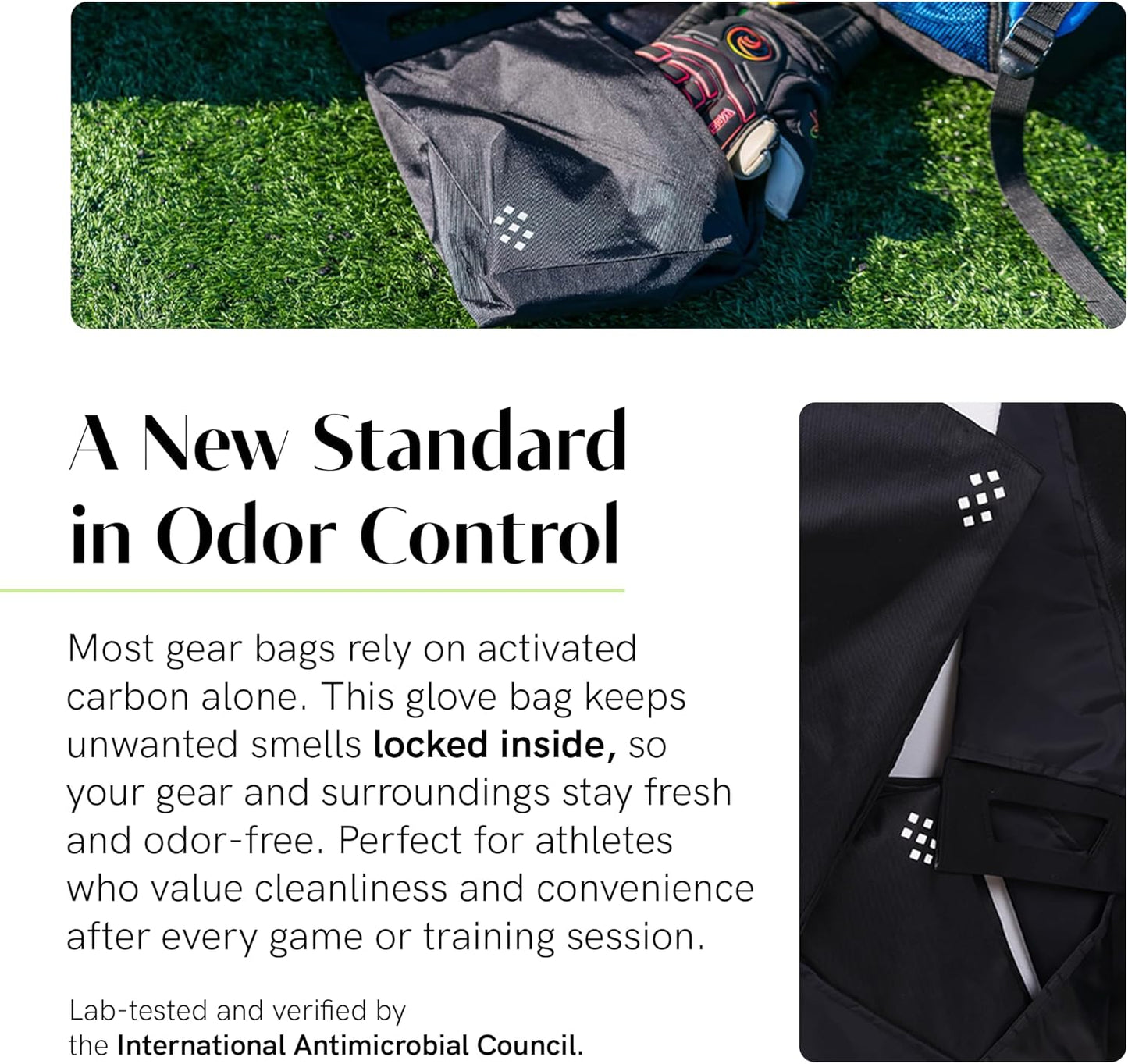 Salt Glove Bag Smell-Proof Durable Odor Containing Bag for Gloves - Large - Water-Resistant and Easy to Clean Smell Proof Bag - Black