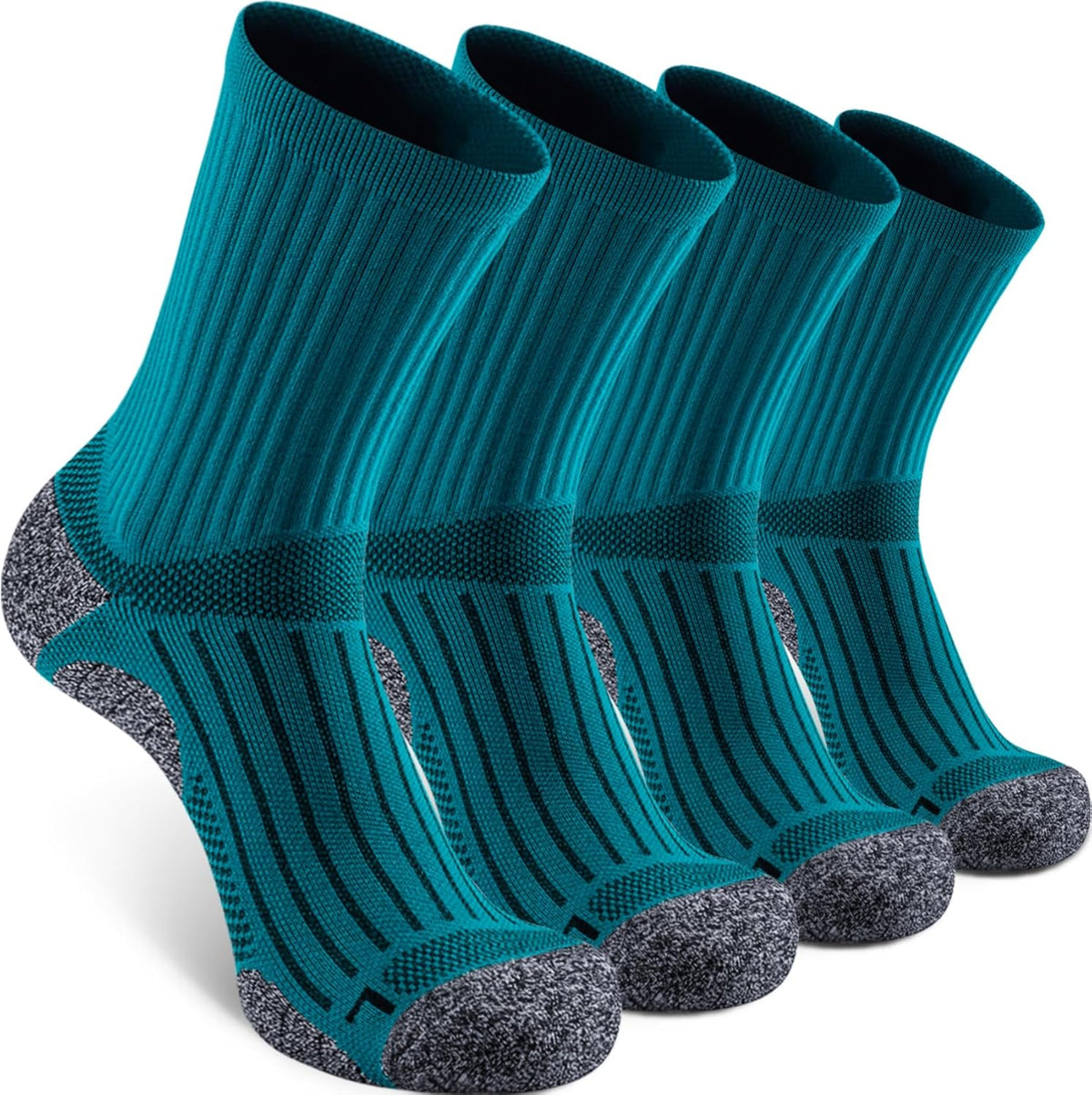 Elite Cushioned Compression Mid-crew Socks 4-Pack for Youth Women Men