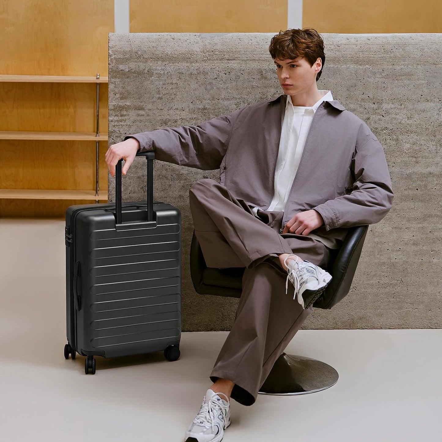 NINETYGO Large Checked Luggage 28 Inch, Checking In Luggage with Smooth Spinner Wheels, Lightweight, Hard Shell PC Suitcase, Lightweight Travel Luggage, TSA Approved (Black, Rhine Basic)
