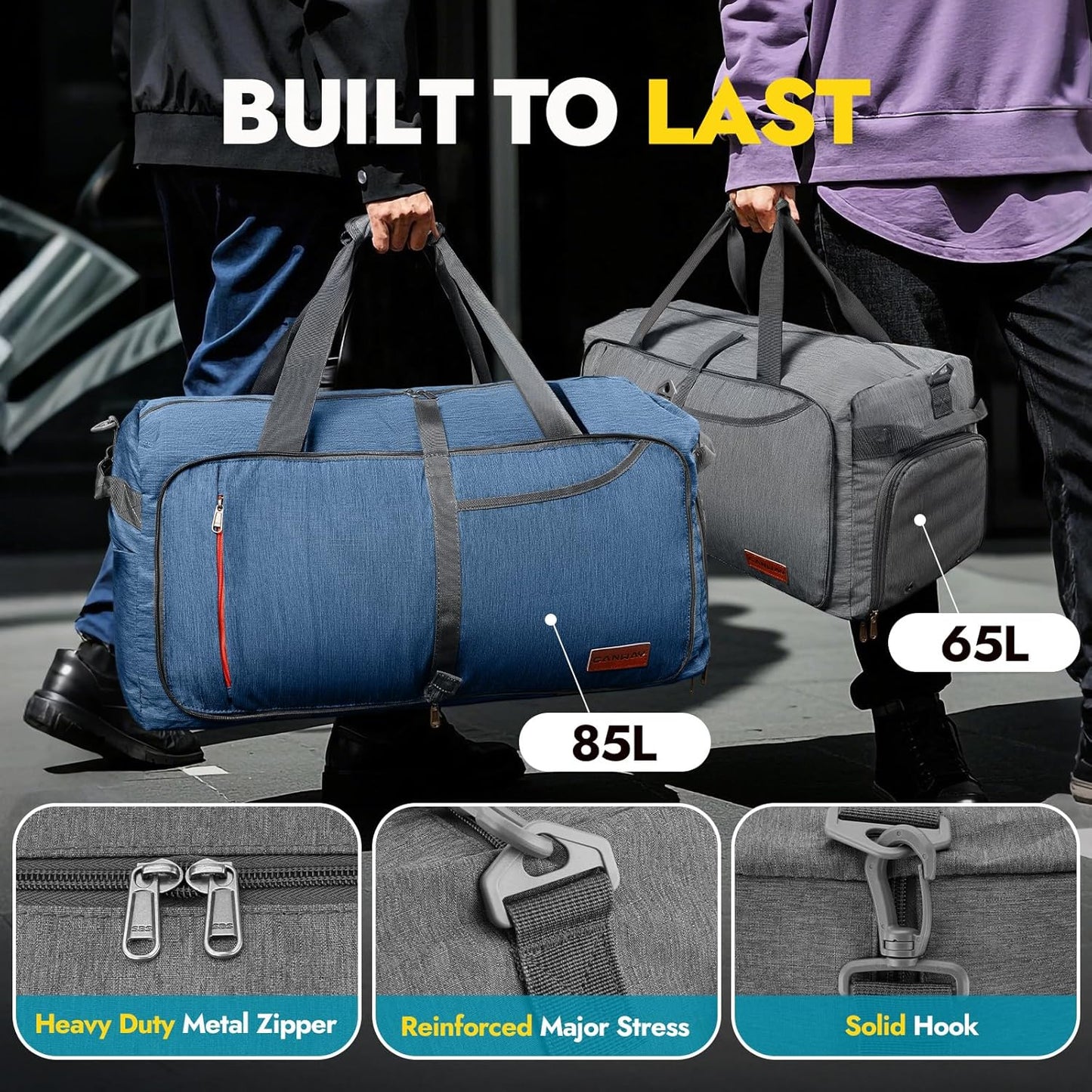Canway 115L Travel Duffel Bag, Foldable Weekender Bag with Shoes Compartment for Men Women Water-proof & Tear Resistant