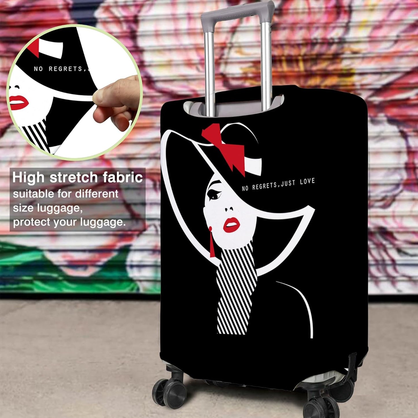 Travel Luggage Cover Suitcase Protector Fits 18-32 Inch Wheel Covers PatternedTravel Related Items Flower Luggage Protector Elastic M