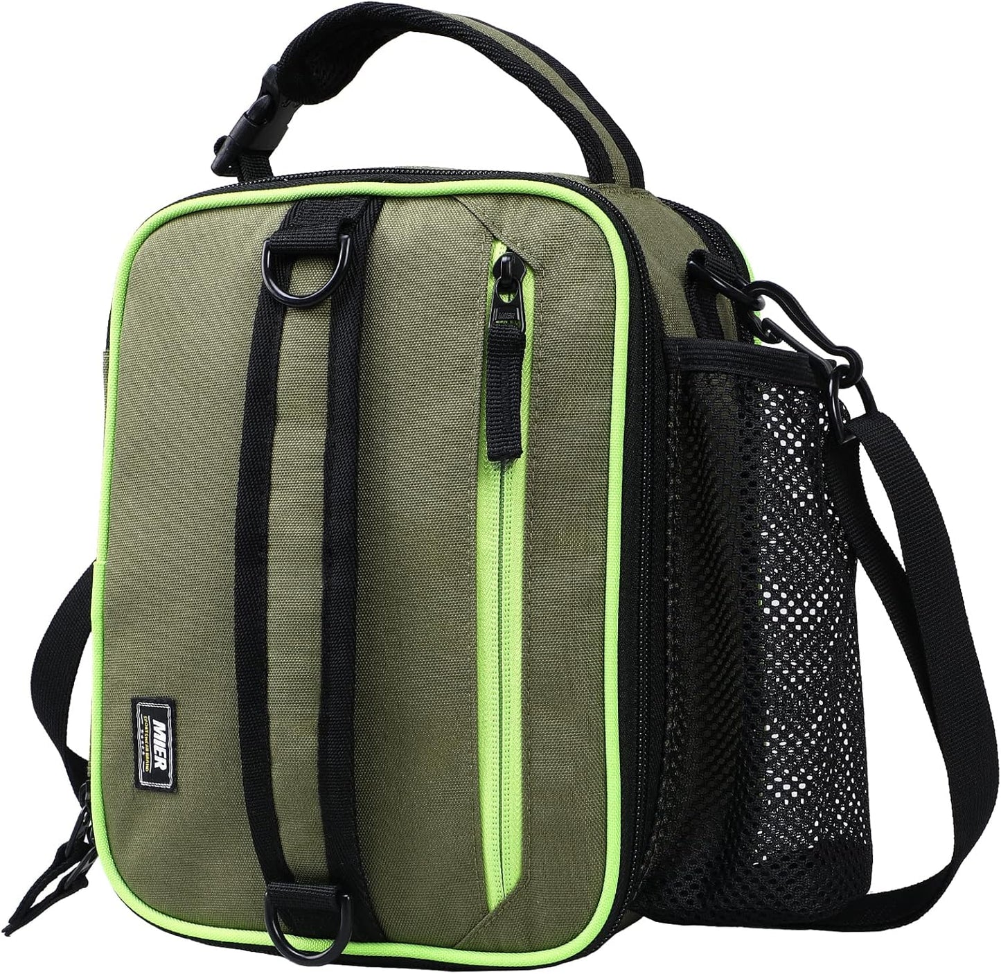 MIER Expandable Lunch Bag Insulated Lunch Box for Men to Work Travel Portable Lunchbox Bags with Shoulder Strap and Water Bottle Holder(Green)