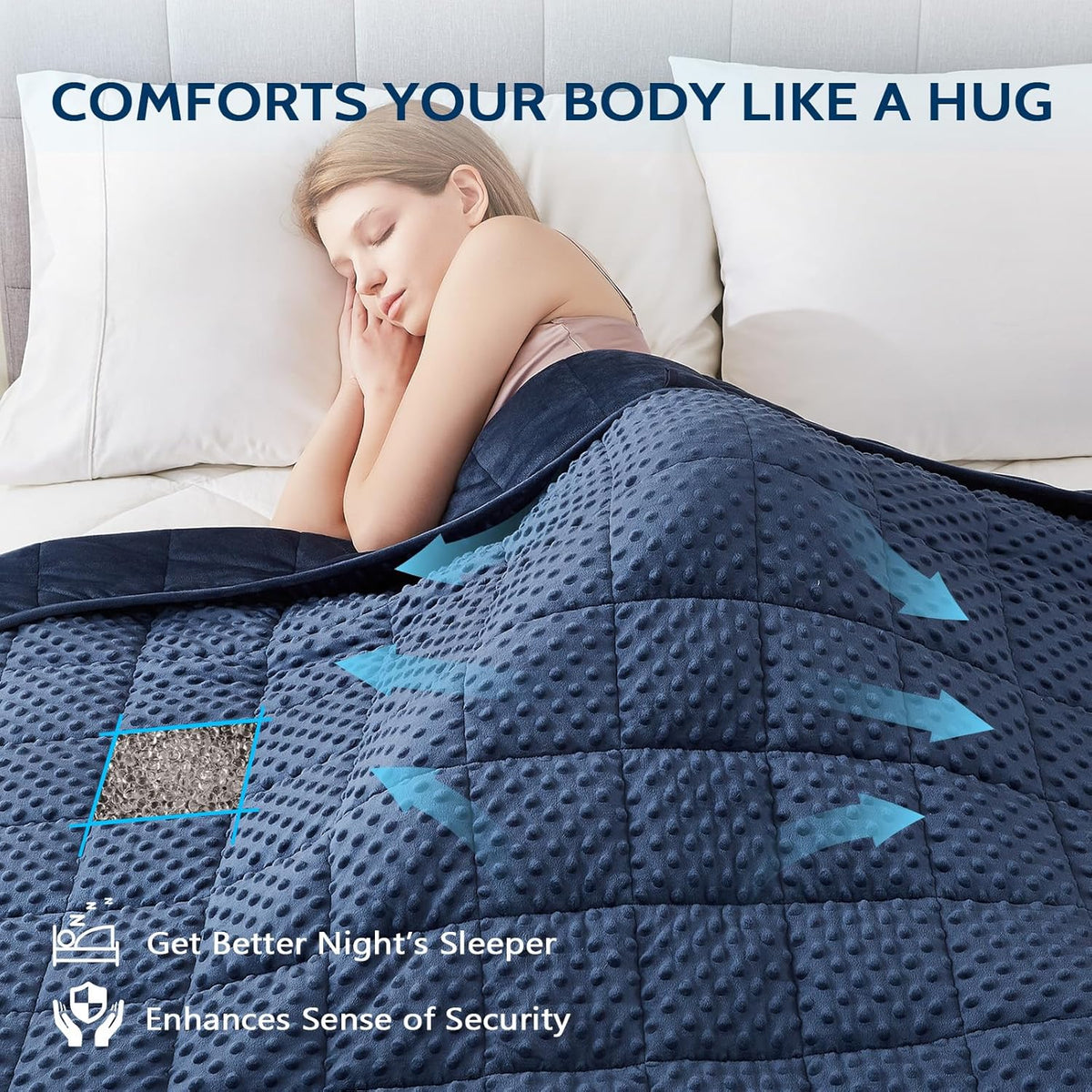 L'AGRATY Weighted Blanket for Adult - 60"x80" 15lbs Minky Dots Heavy Blanket with Glass Beads: Soft Breathable for All-Season Summer Fall Winter Thick Comfort for Sleeping