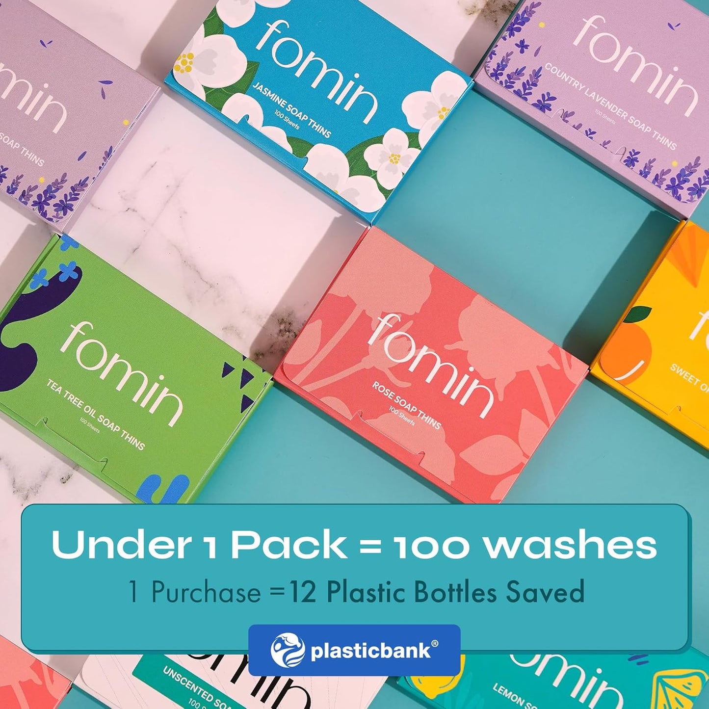 FOMIN - Antibacterial Paper Soap Sheets for Hand Washing - (200 Sheets) Rose Portable Travel Soap Sheets, Dissolvable Camping Mini Soap, Portable Hand Soap sheet