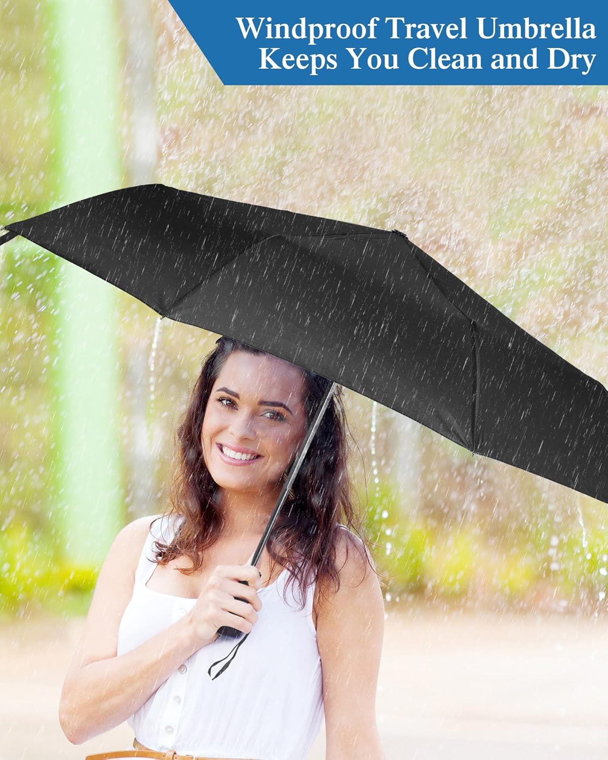 Yahenda 4 Pack Windproof Travel Umbrellas Bulk Automatic Open and Close Umbrella Folding Rain Umbrella for Men Women