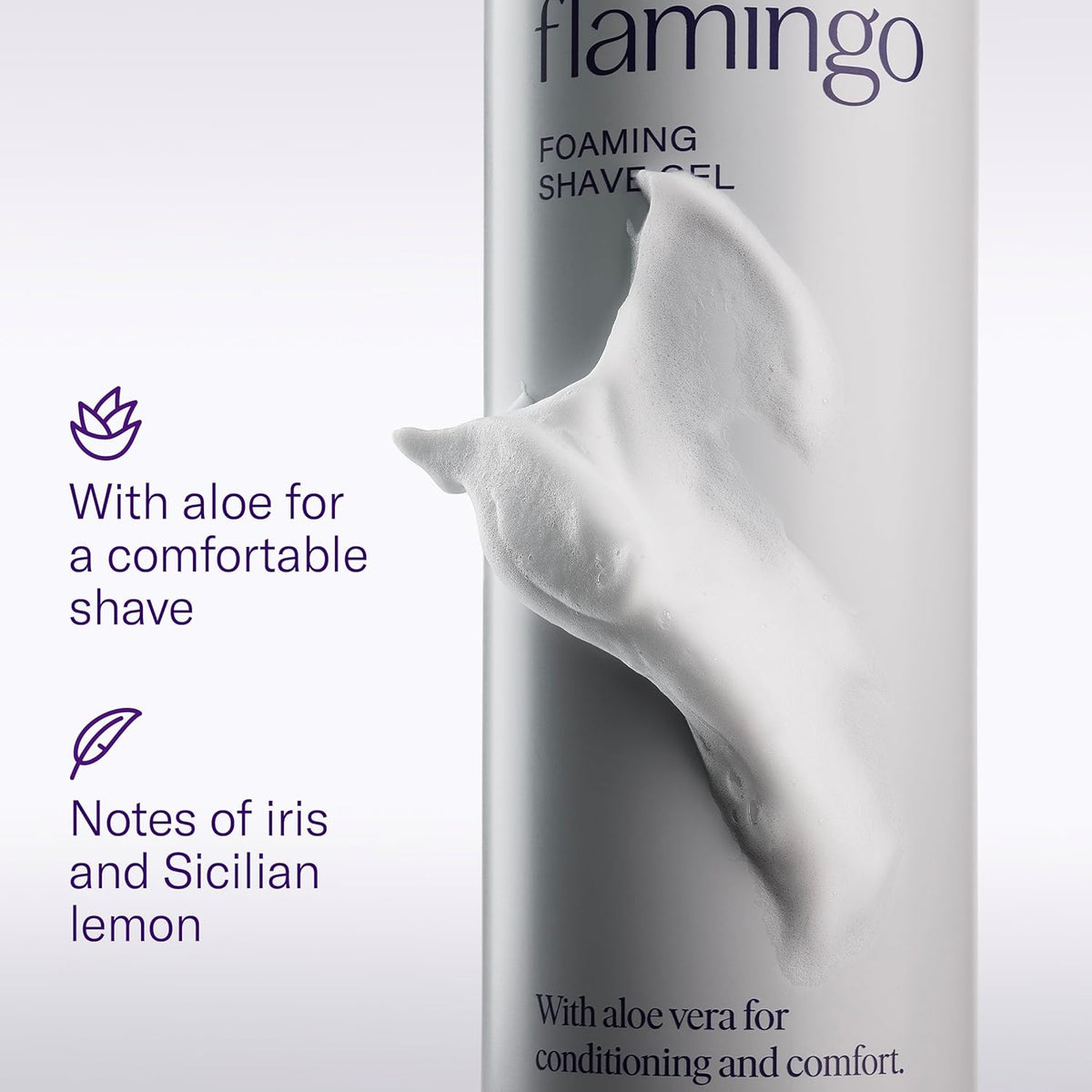 Flamingo Shaving Razor Set for Women - Original Razor Handle, 2 Blade Refills, Foaming Shaving Gel, and Shower Holder - Lilac