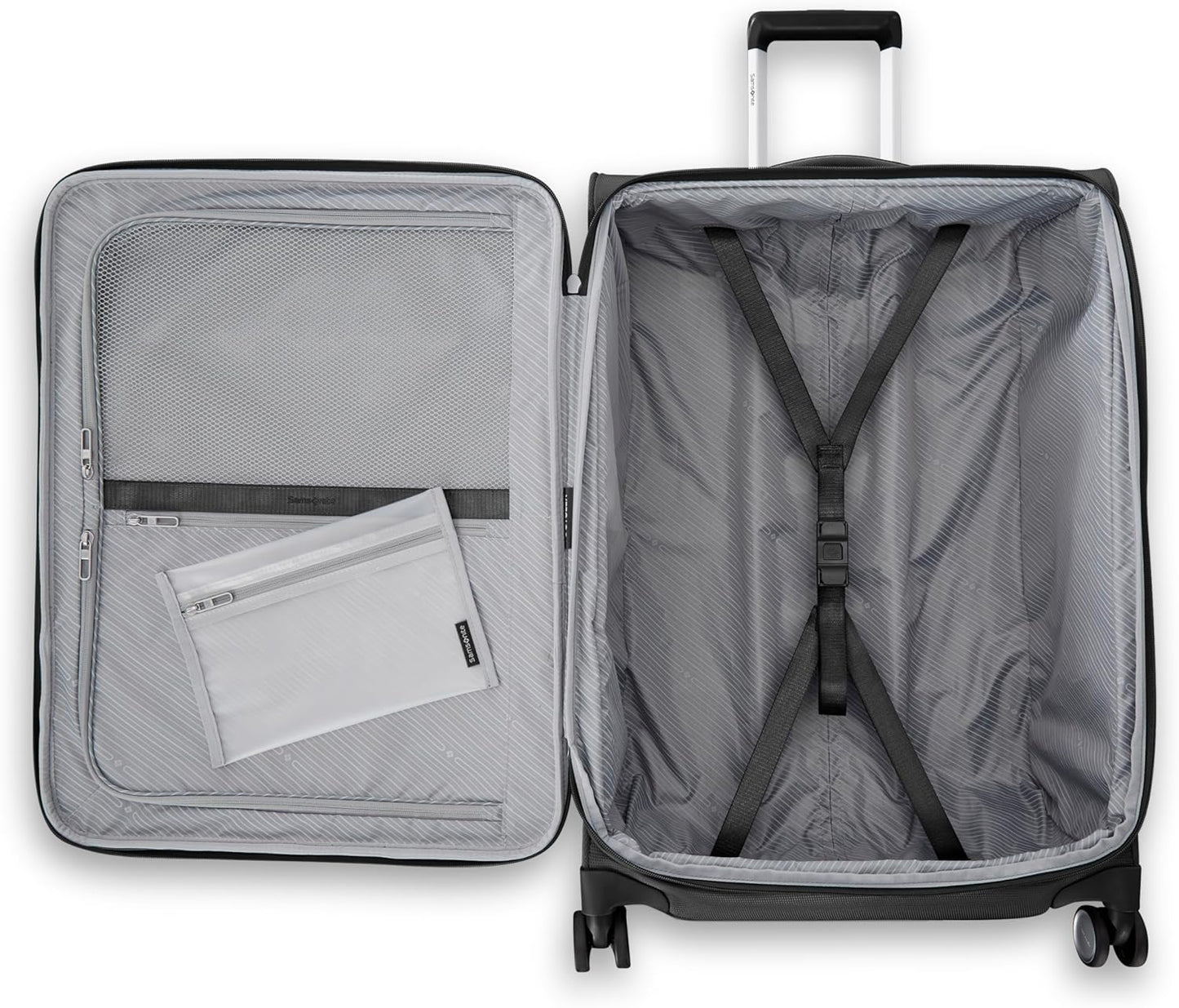 Samsonite UpLIFT Lightweight Medium Checked Softside Luggage with Spinner Wheels - Expandable - Airline-Approved, Polyester Soft Suitcase for Ultra Light Travel - Black