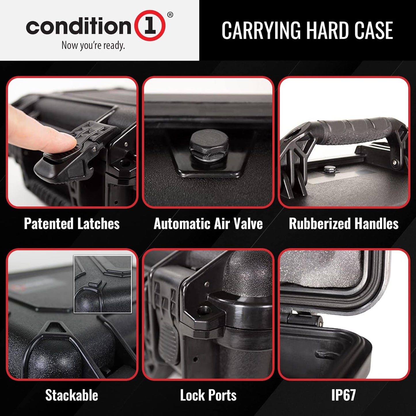 Condition 1 25" Large Heavy-Duty Protective Waterproof Hard Case Model 024, Portable Storage Box with Customizable Foam, Camera, Tool, Hunting, Made in USA, 24.27"x19.40"x13.57" Gun Metal Gray