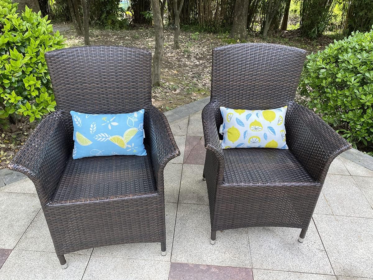 Outdoor Patio Chaise Lounge Small Headrest Waterproof Pillows with Insert & Adjustable Elastic Stripe,Garden Furniture Sofa Office Chair Seat Yellow 2 Pack