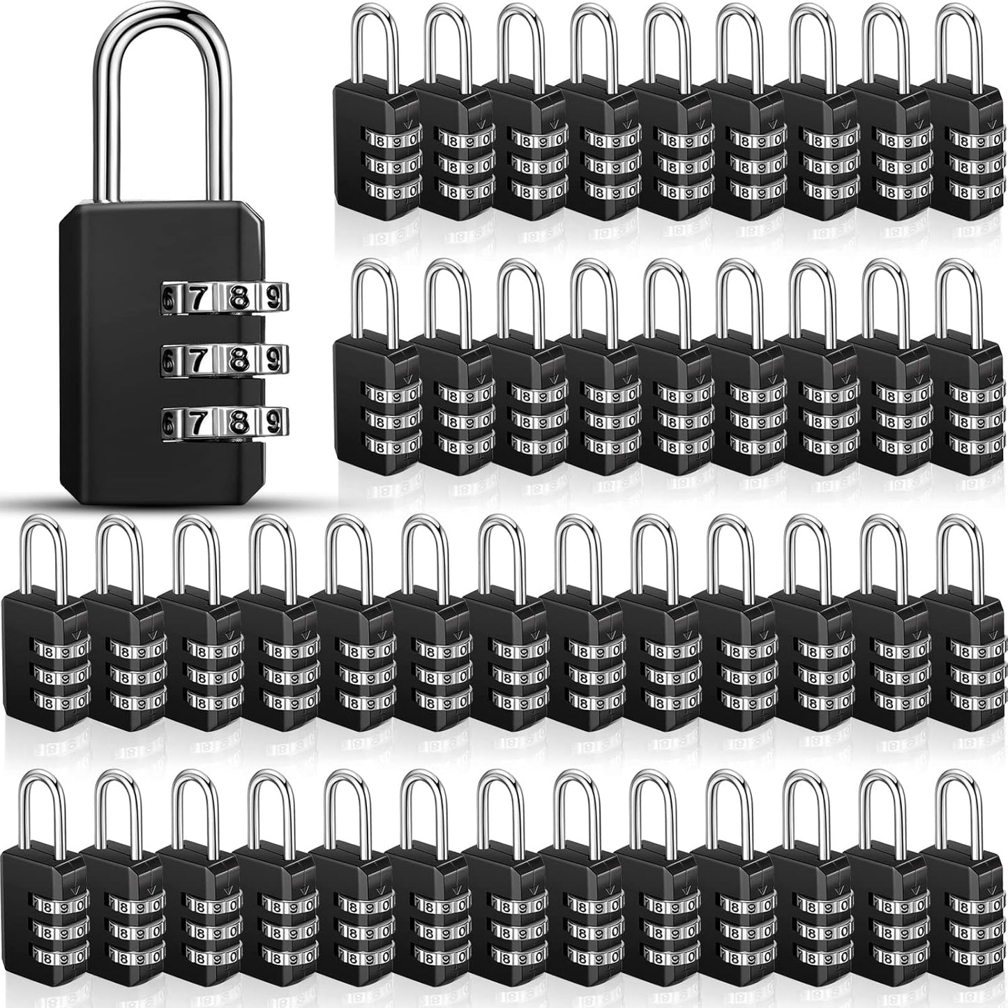 Chumia 50 Pack 3 Digit Combination Lock Small Combo Locks Waterproof Luggage Number Padlock for Backpack Suitcases Traveling Toolbox School Gym Employee Locker