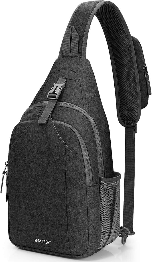 G4Free Sling Bag RFID Blocking Sling Backpack Crossbody Chest Bag Daypack for Hiking Travel(Black)