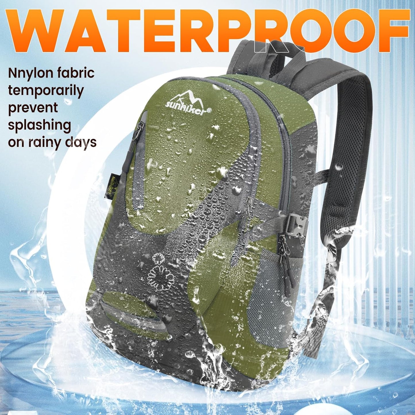 sunhiker Cycling Hiking Backpack Water Resistant Travel Backpack Lightweight SMALL Daypack M0714 (Navy Green)