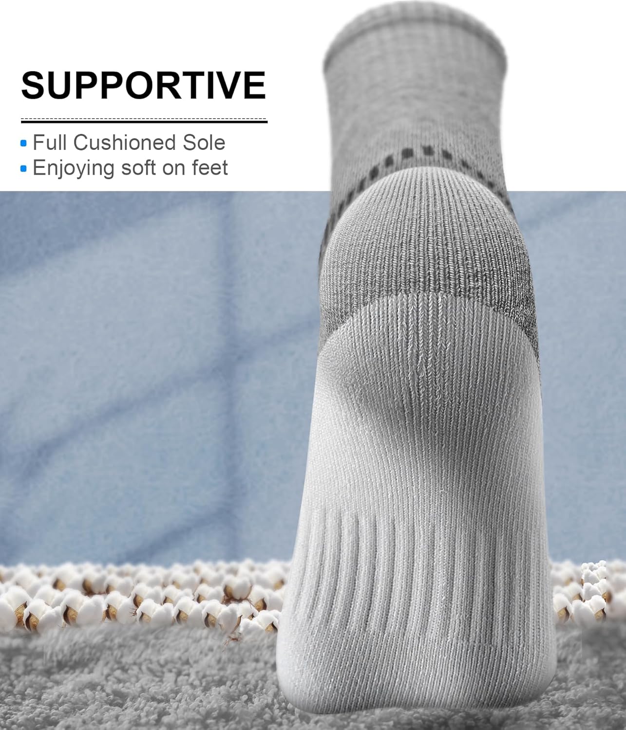 BULLIANT Compression Socks for Men 6Pairs, Athletic Crew Socks Cushioned For Men Sports Running-Arch Support