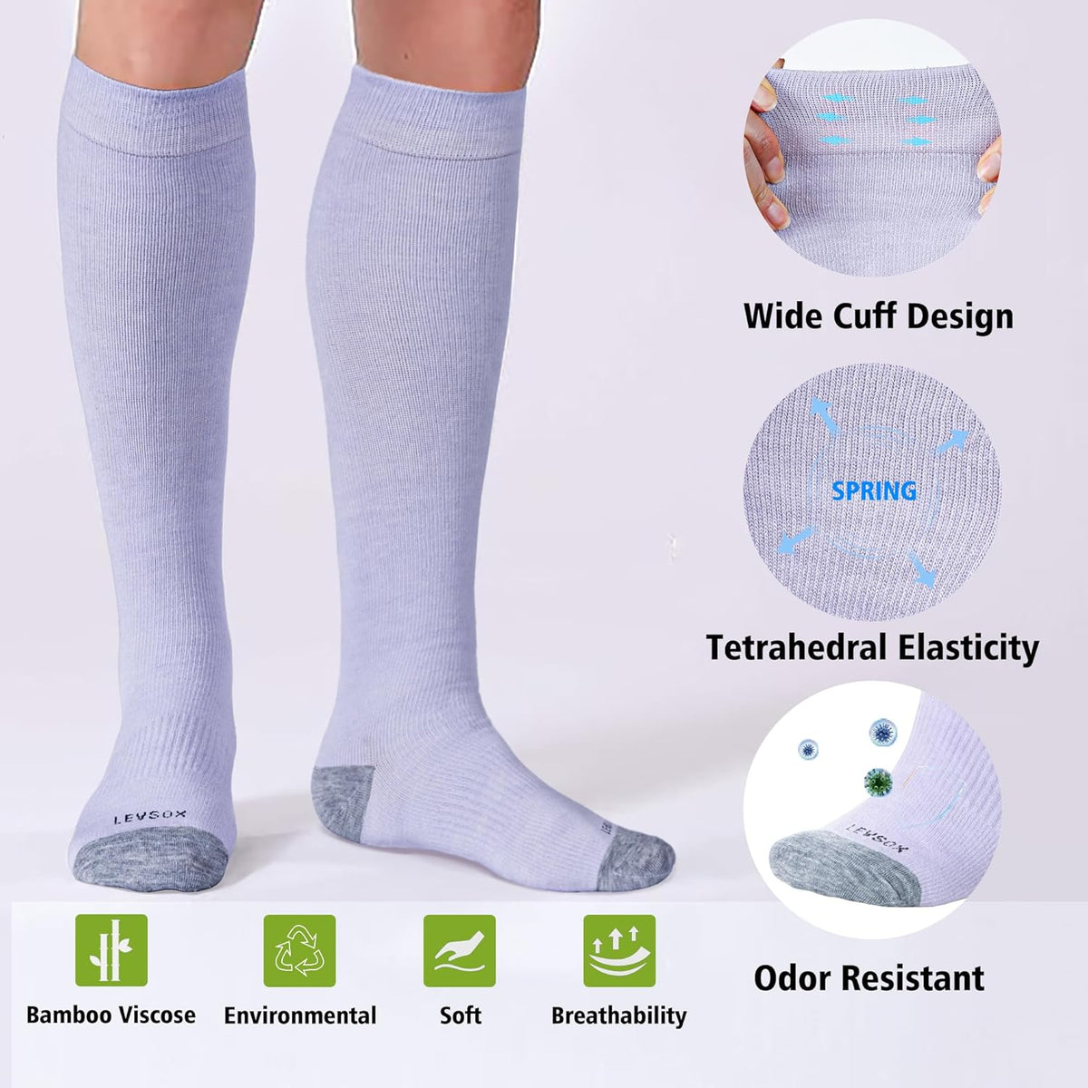 LEVSOX Compression Socks for Pregnant Women 20-30 mmHg Knee High Cute Funny Mens Supports Socks for Nurses, Medical, Travel