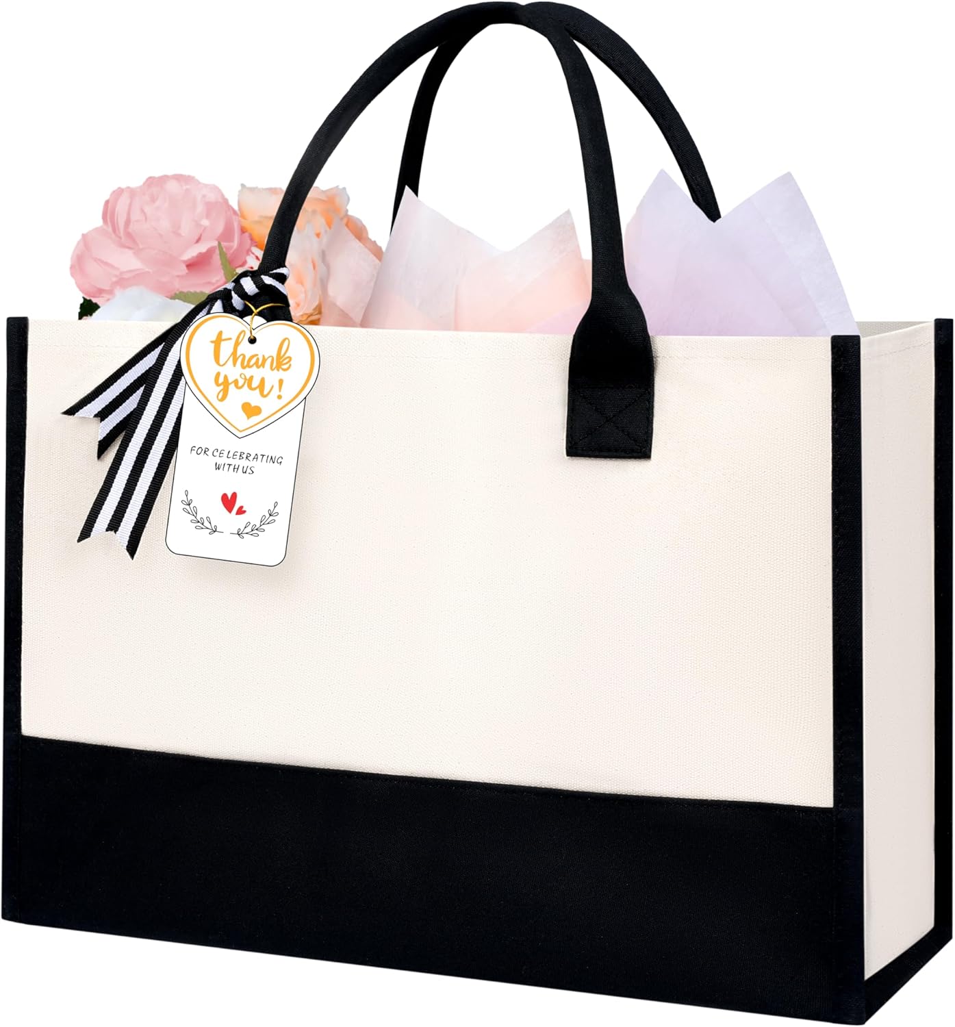 BAGAIL Initial Tote Bag, Personalized Birthday Gifts for Women, Teacher, Friends, Mom, Wedding, Monogrammed Beach Bag