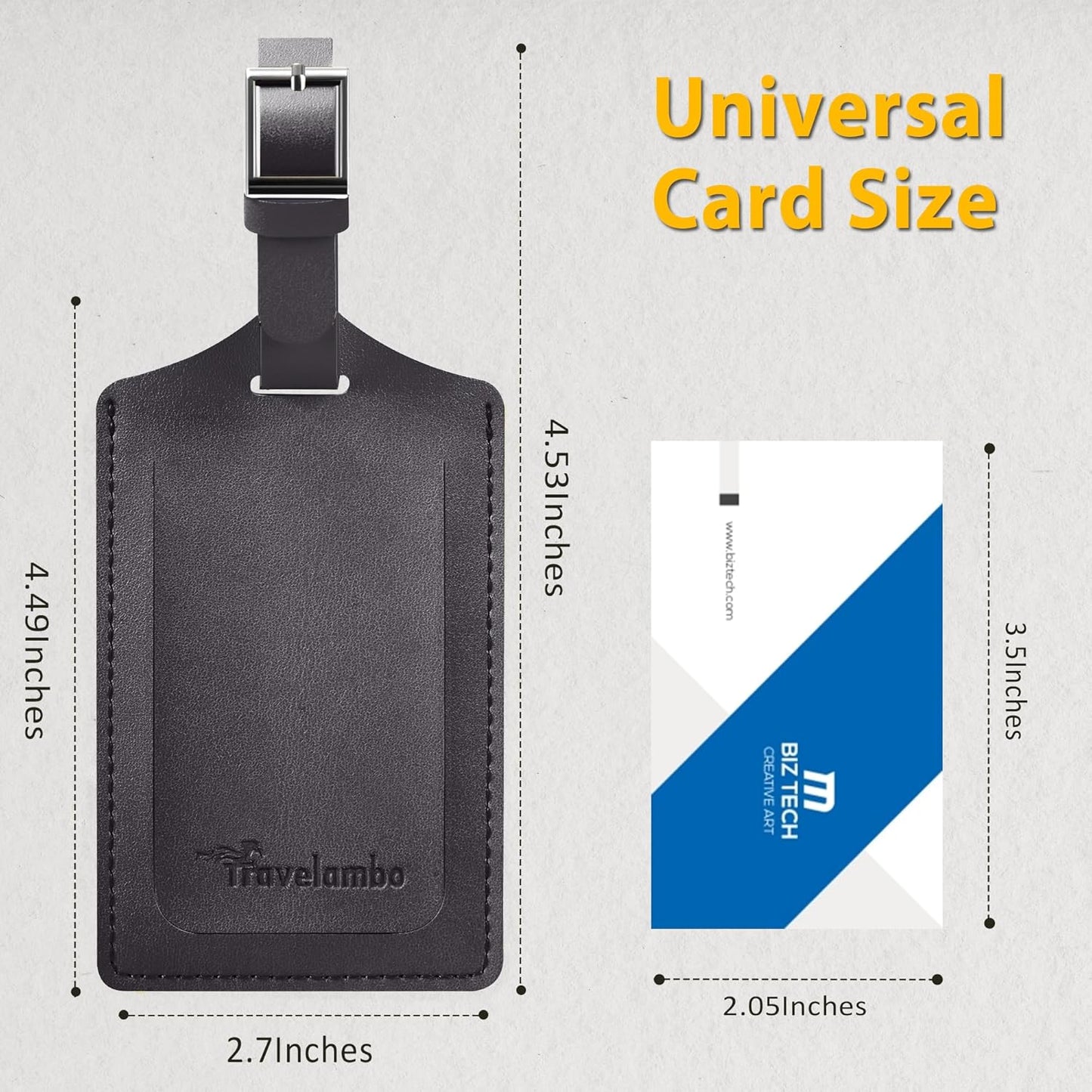Travelambo Luggage Tags for Suitcases PU Leather Travel Tags Bag Tags Privacy Protection Travel Essentials