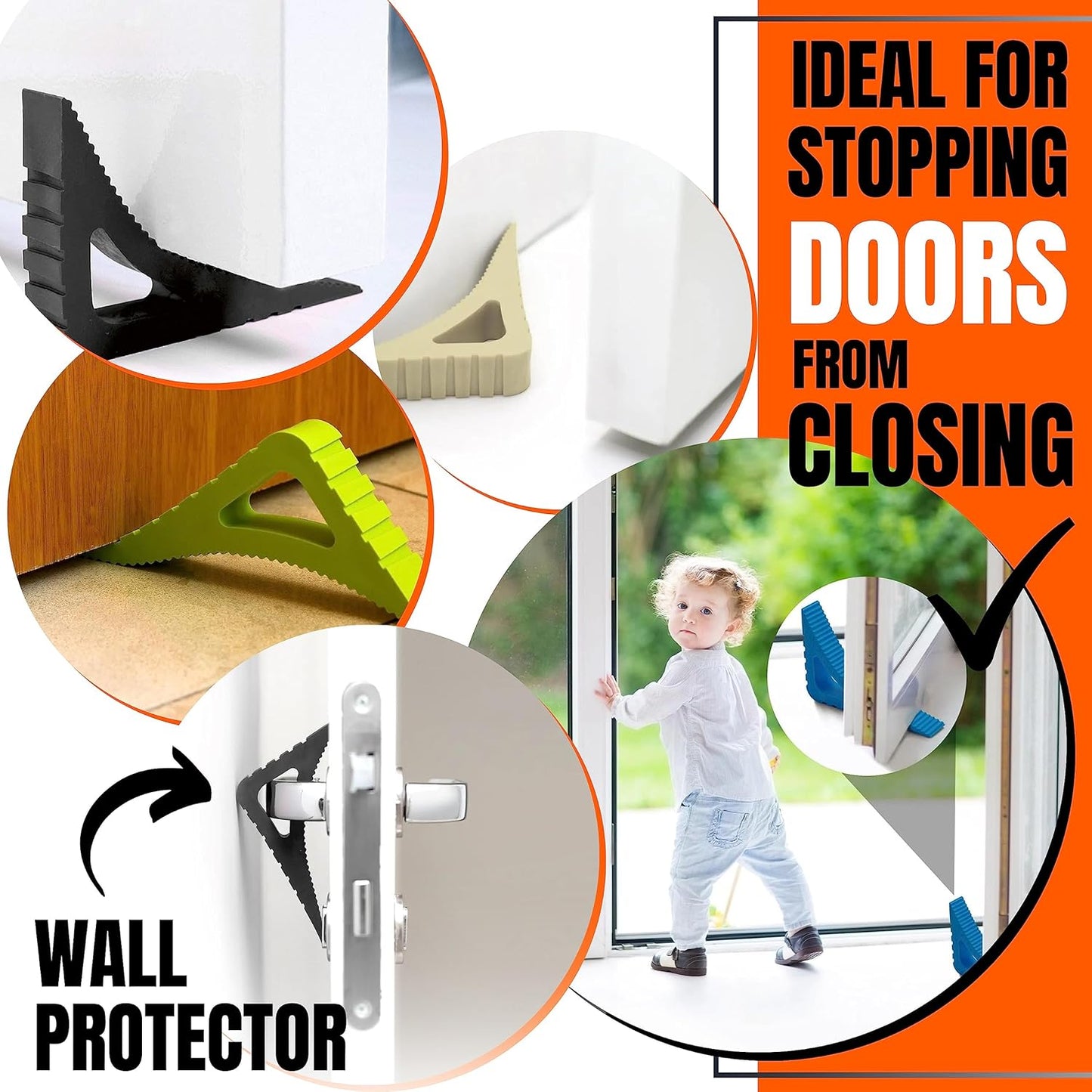 Pekasa Door Stopper & Window Wedge, Rubber Door Stopper, Award Winning Door Wedge Stopper Works on Mutli Floor Surface, Door Stoppers for Bottom of Door, Colorful Large Doorstop Wedge, Vanilla Cream