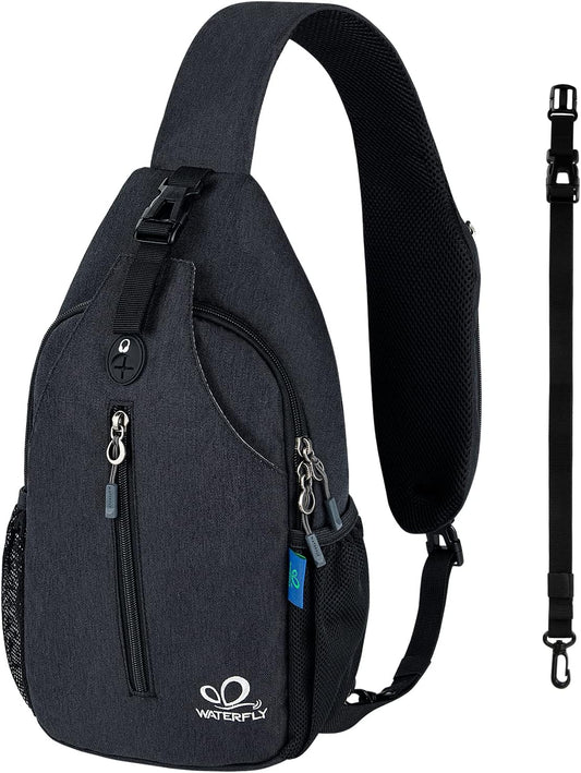 WATERFLY Crossbody Sling Backpack Sling Bag Travel Hiking Chest Bag Daypack
