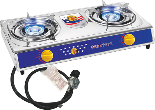 Vivicreate 2 Burner Propane Gas Stove Outdoor Cooking Portable Double Burner Propane Cooktop Burners for Camping BBQ Patio Frying Fogon Estufa Portatil Parrillas de Gas