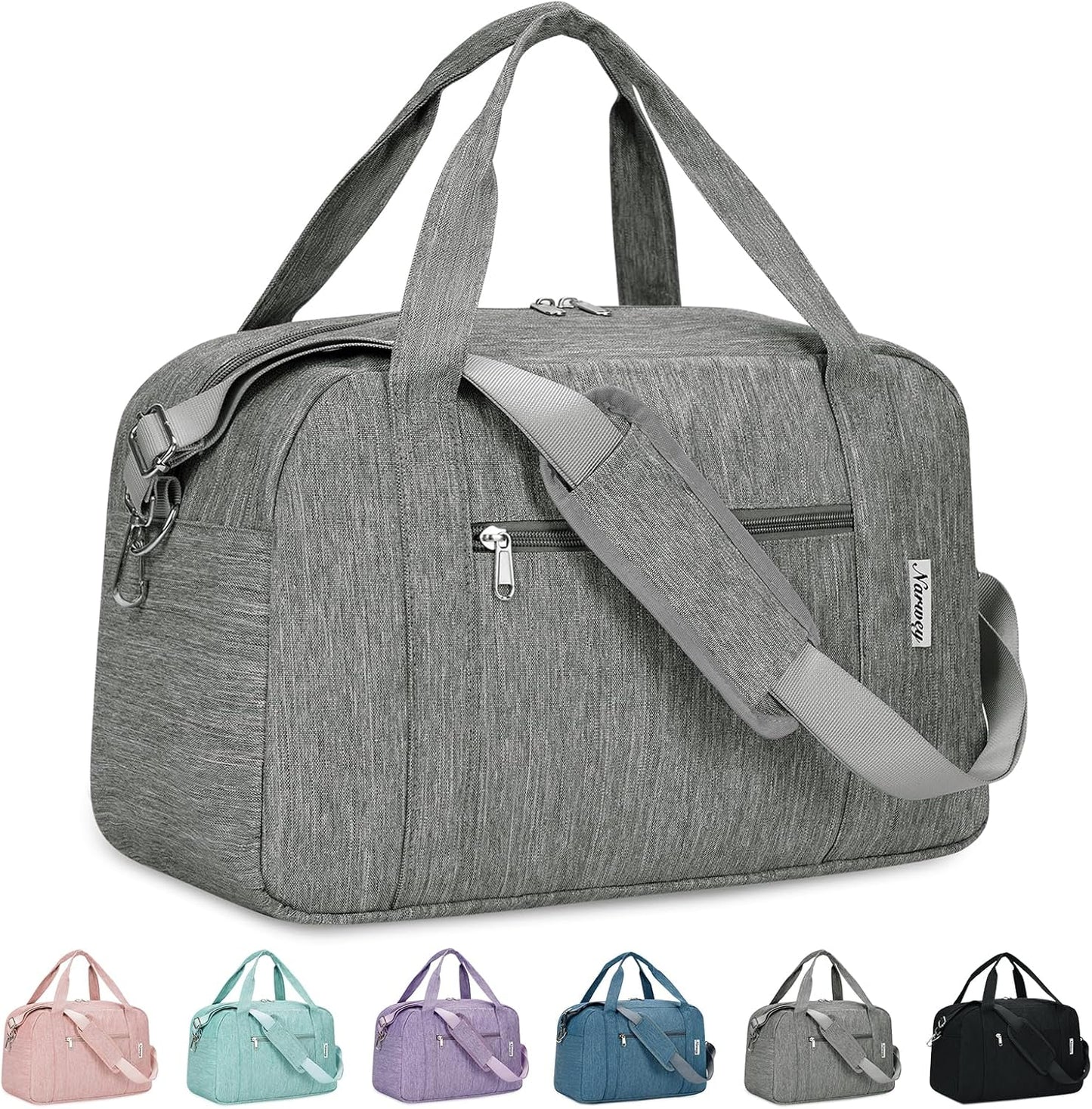 Narwey 18" Carry on Bag Underseat Luggage for Airplane Spirit Airlines Personal Item Bag Travel Duffel Bag Small Gym Bag Weekender Overnight Bag with Wet Pocket for Women and Men (Grey)