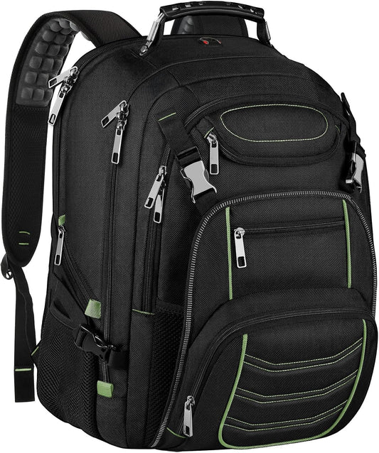 Travel Laptop Backpack,Extra Large 18.4 Inch Laptop RFID Anti Theft TSA Friendly Backpack with USB Charging Port,Water Resistant Backbag,Heavy Duty Computer Bag for Women Men,21.2*15.5*11.5 inch Green