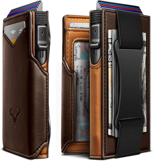 BULLIANT Men Wallet Gift Boxed,Slim Front Pocket Wallet Money Clip Card Holder 3.8"x2.7",Pop-up Access