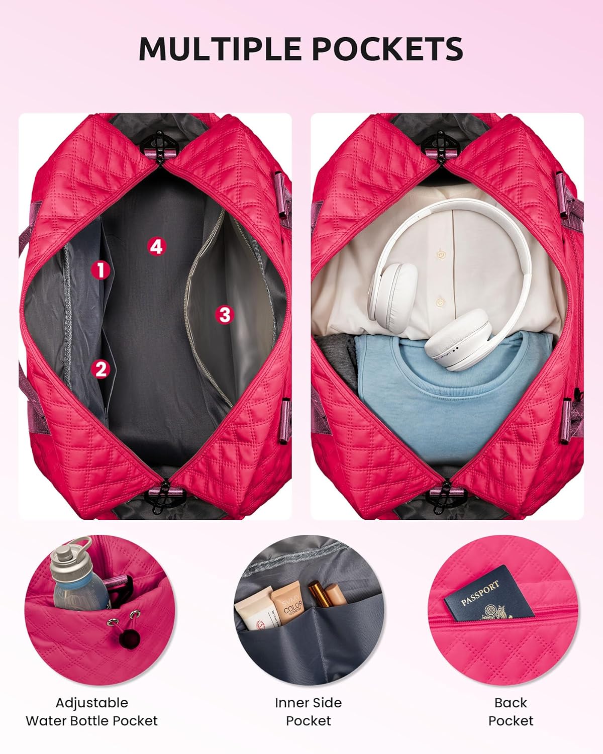 Bags for Girls, Birthday Gift-Initial Travel Bag with Shoe Compartment, Personalized Weekender Bag, Monogram Overnight Bag for Women, Letter Travel Bag with Makeup Bag (Letter E)