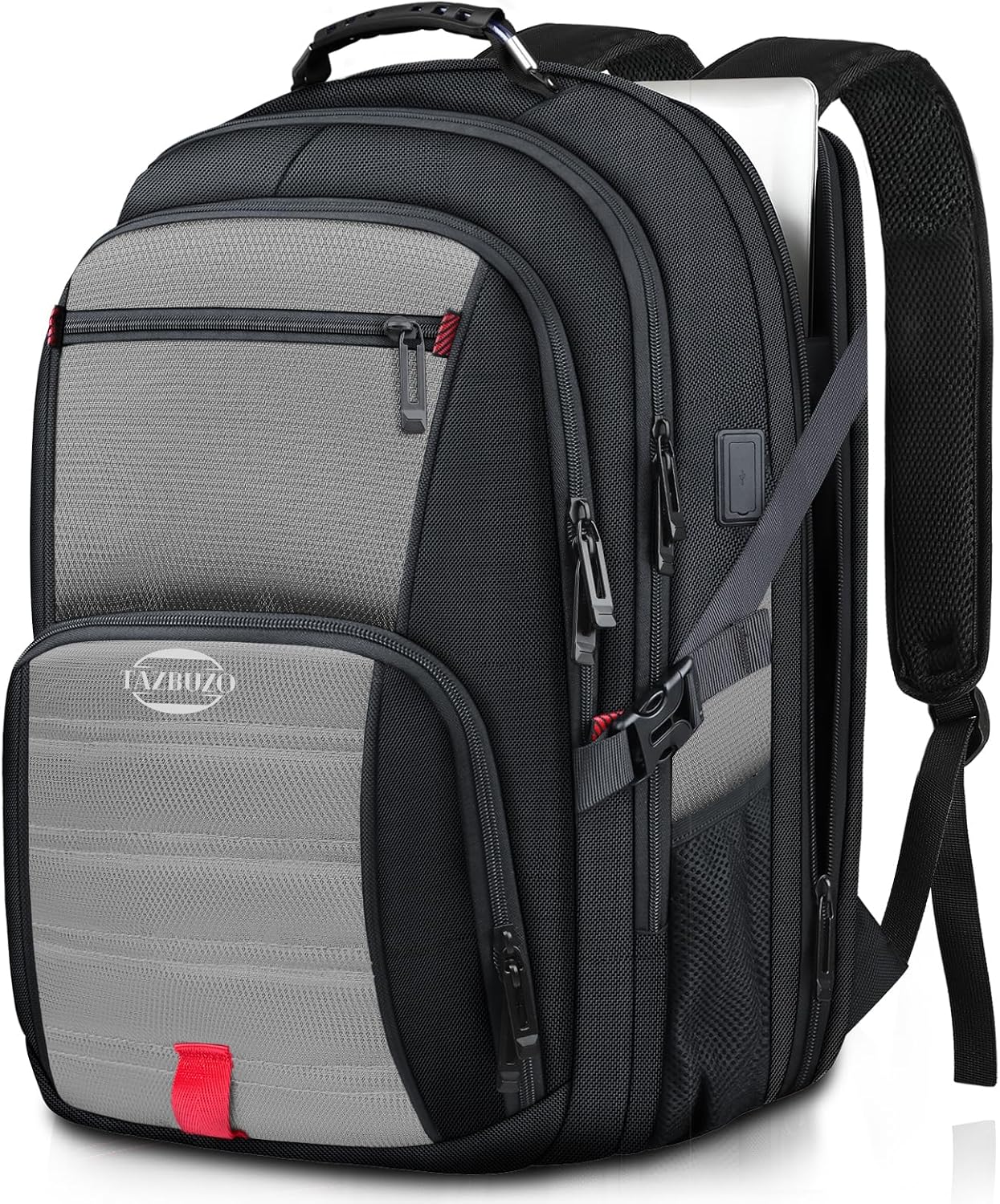 18.4 Inch Extra Large Travel Backpack, TSA Laptop Backpack with USB Port, 55L Water Resistant Carry on College School Computer Backpack Men Women, Grey