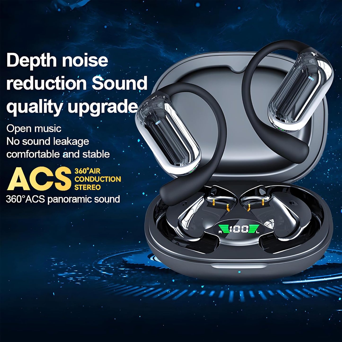Wireless Earbuds, Translation Earbuds Real Time- Audifonos Traductores Inglés Español, 3-in-1 Translator Earbuds with 144 Languages, HF Sound, Bluetooth 5.4 Headphones for Travel Sport Workout (Black)