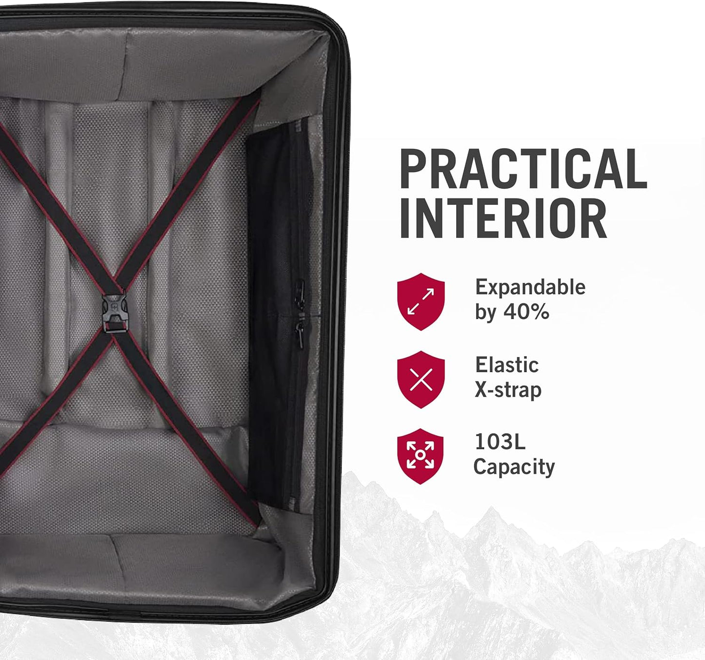 Victorinox Spectra 3.0 Expandable Large Case - Modern Hardside Luggage - Rolling Suitcase with Spinner Wheels - Holds Travel Accessories - 103 Liters, Black