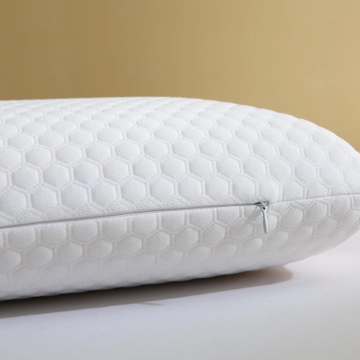Memory Foam Bed Pillows, Pillow for Side and Back Sleeper, Pillow for Neck Pain Relief, Washable Removable Cover, Soft, White (Standard)